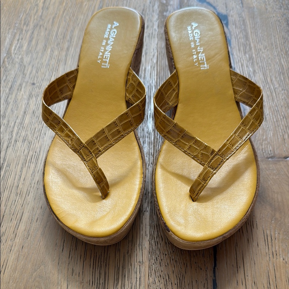 A. Giannetti Yellow Sandals Chic Summer Style - Picture 3 of 15